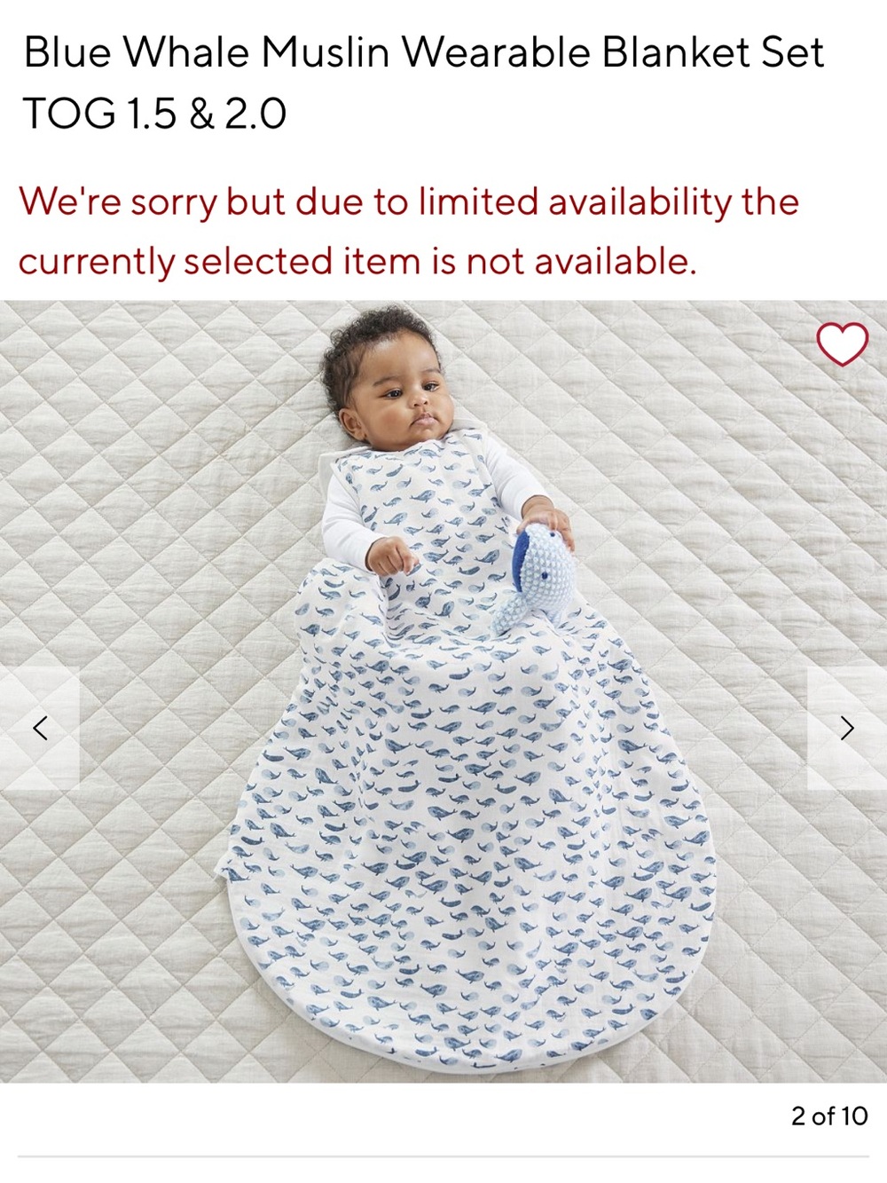Kids White and Navy Whale Sleep Sack - Pottery Barn Kids